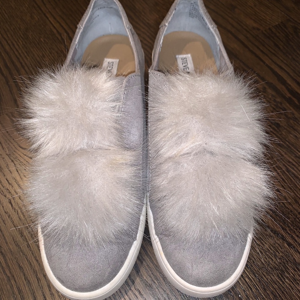Steve Madden Microsuede Poof Ball Pom Pom Shoe
